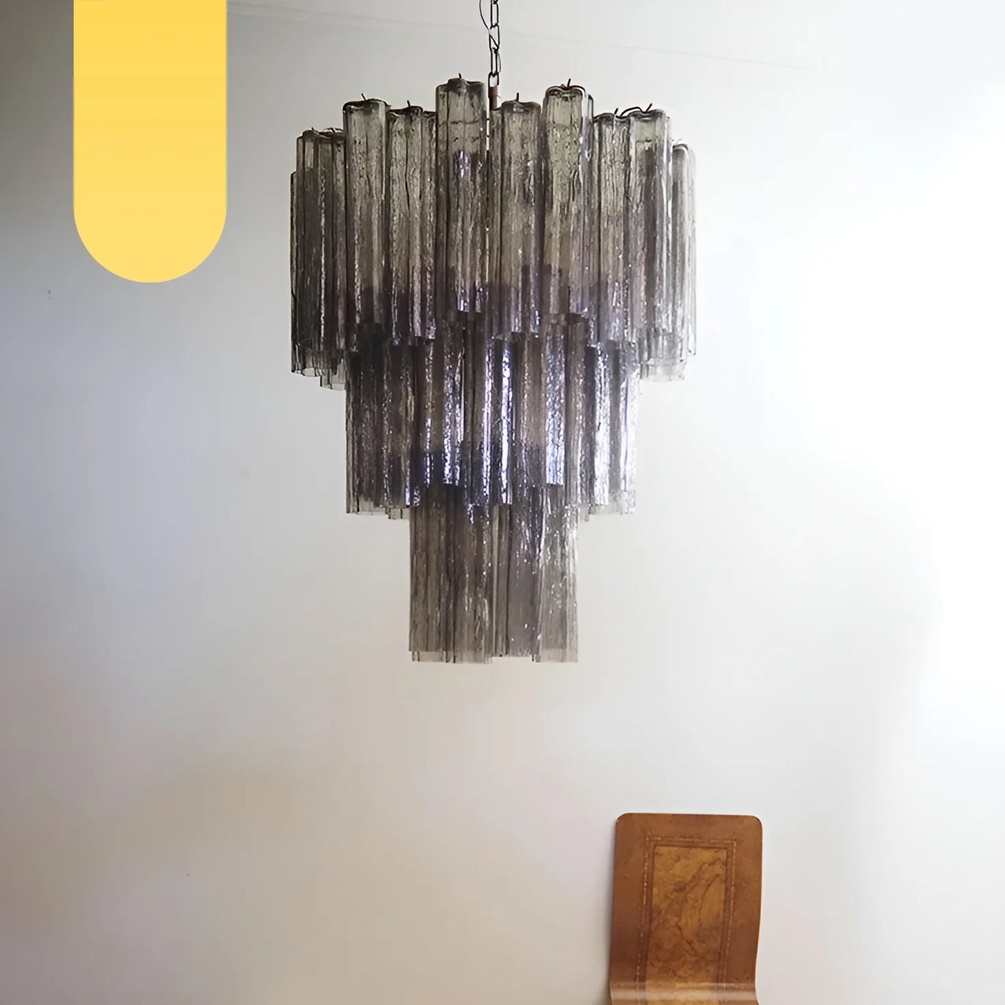 Elegante Candelabro de Tubos de Cristal Murano Ahumado