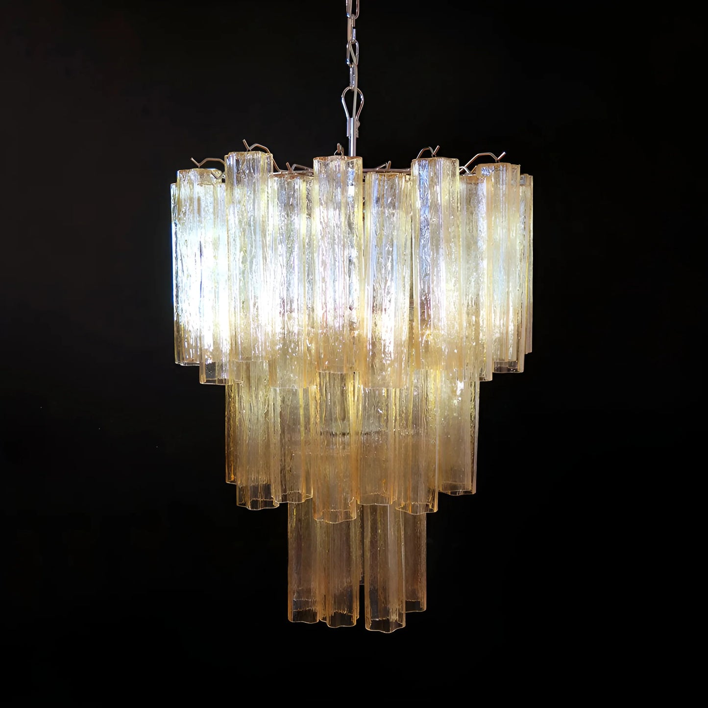 Elegante araña de tubo de cristal de Murano amarillo