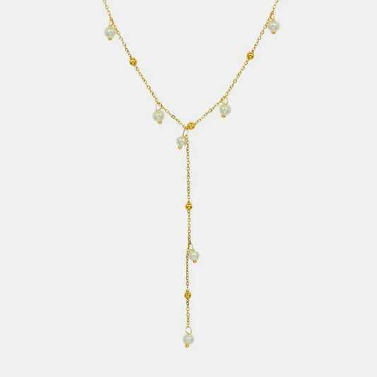 Camisetas Trendsi Collares - Elegante collar de perlas de oro de 18 quilates
