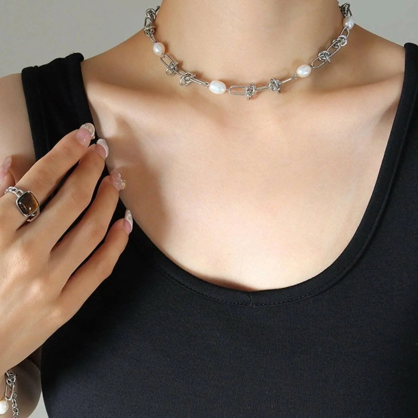 Trendsi Collar de perlas con dije - Estilo clásico elegante para mujer