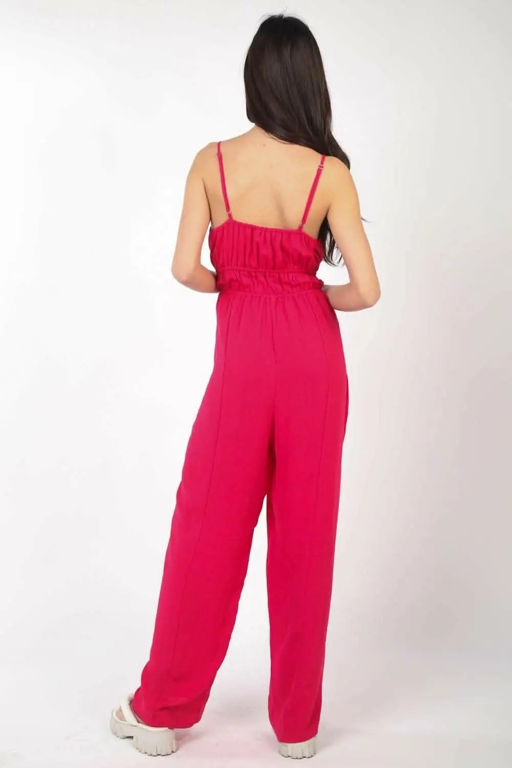 T-Shirts Trendsi Pintuck Jumpsuit Women's Versatile Elegant Sleeveless One-Piece