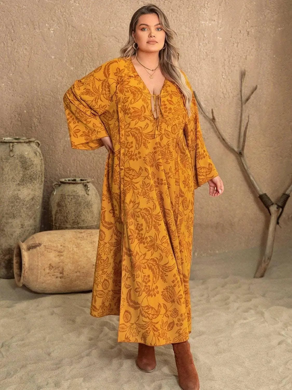 Trendsi Plus Size Midi Dress With Slit — Flattering Curve Fit