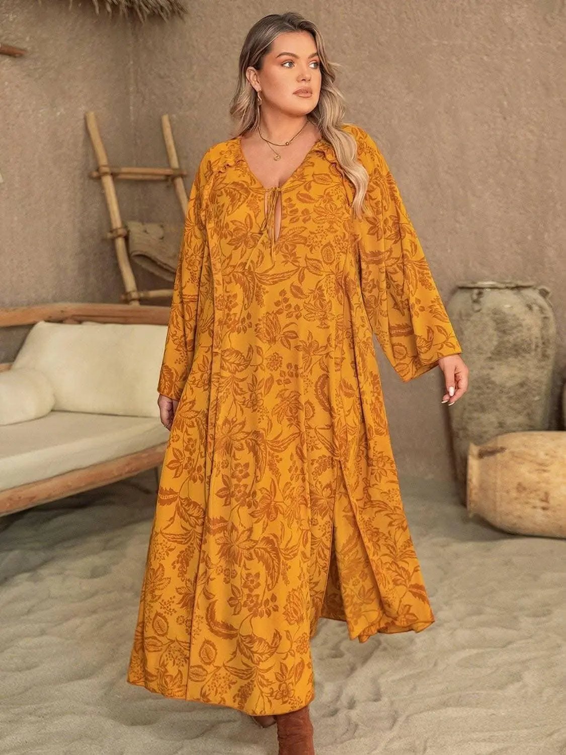 Trendsi Plus Size Midi Dress With Slit — Flattering Curve Fit