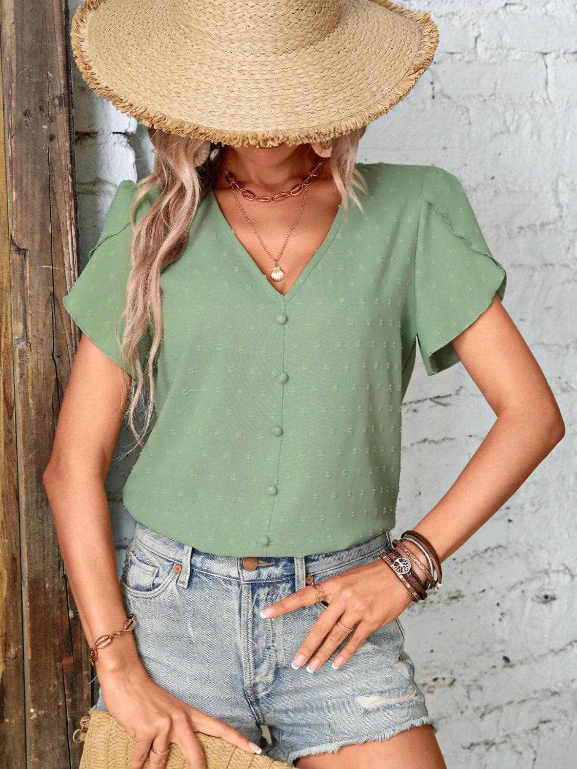 T-Shirts Trendsi just arrived - Elegant Swiss Dot Blouse