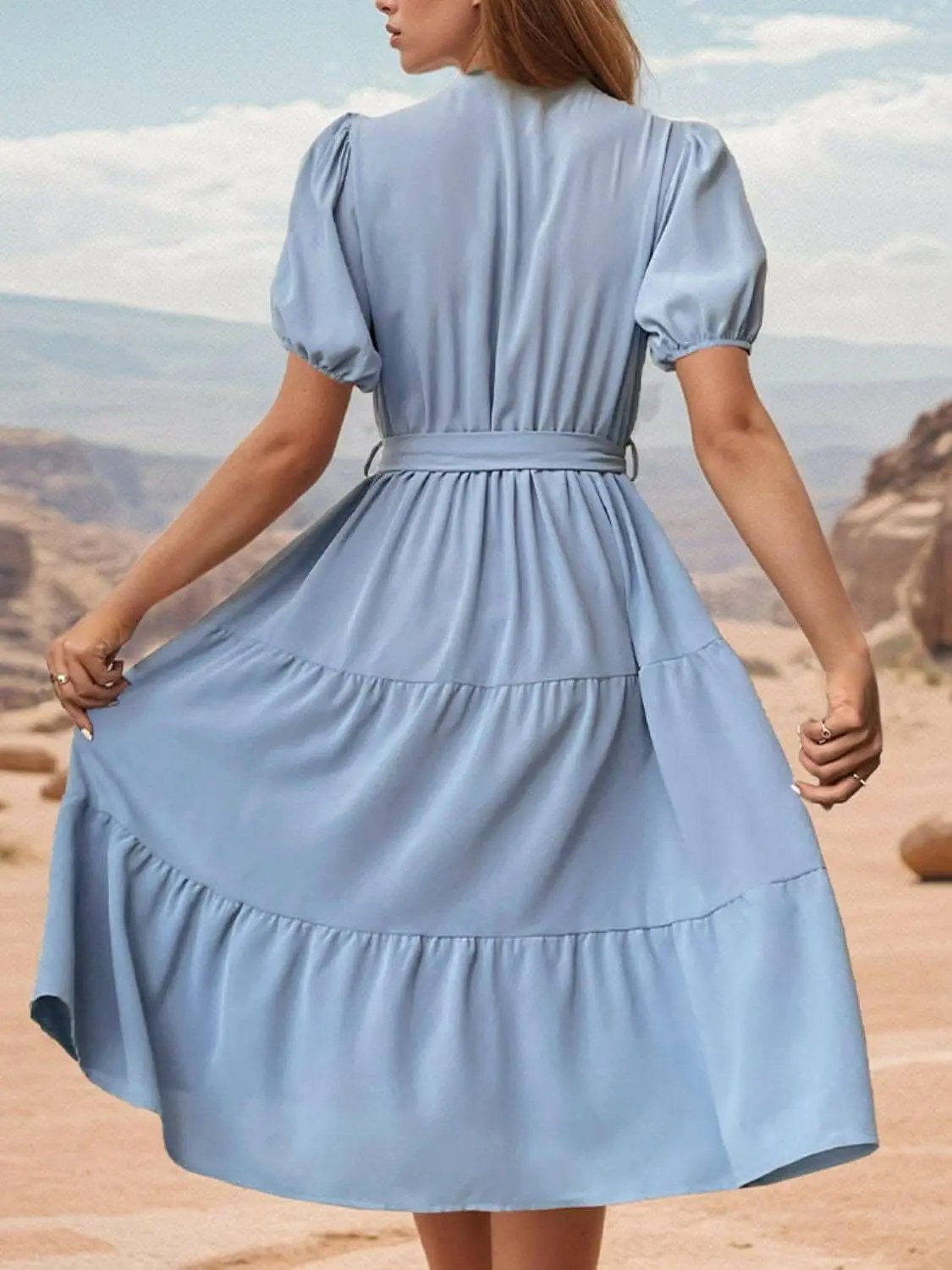 Dresses Trendsi swimwear - Elegant Tie Waist Midi Dress