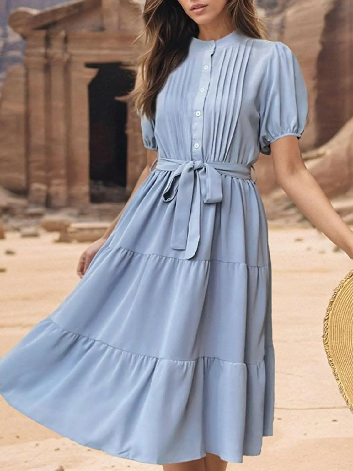 Dresses Trendsi swimwear - Elegant Tie Waist Midi Dress