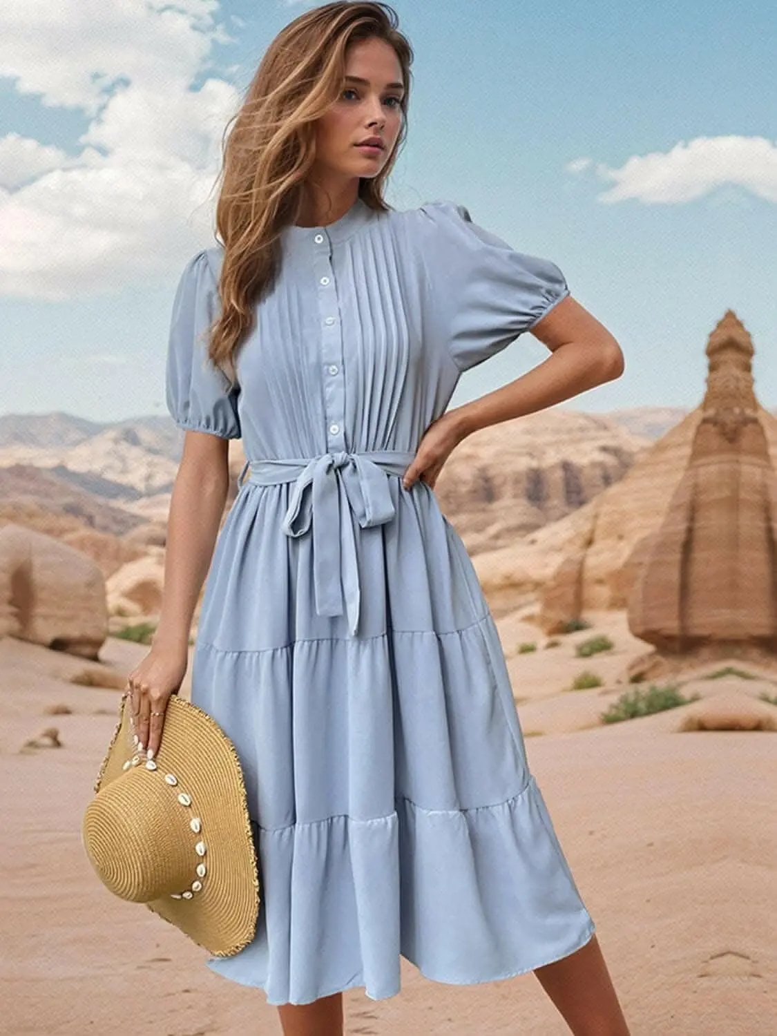 Dresses Trendsi swimwear - Elegant Tie Waist Midi Dress