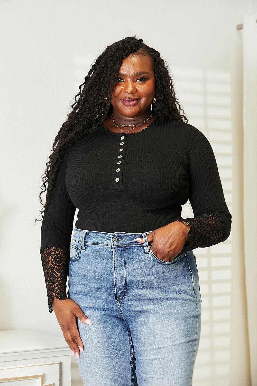 Accessories Trendsi TIKTOK - Elegant crochet lace sleeve blouse