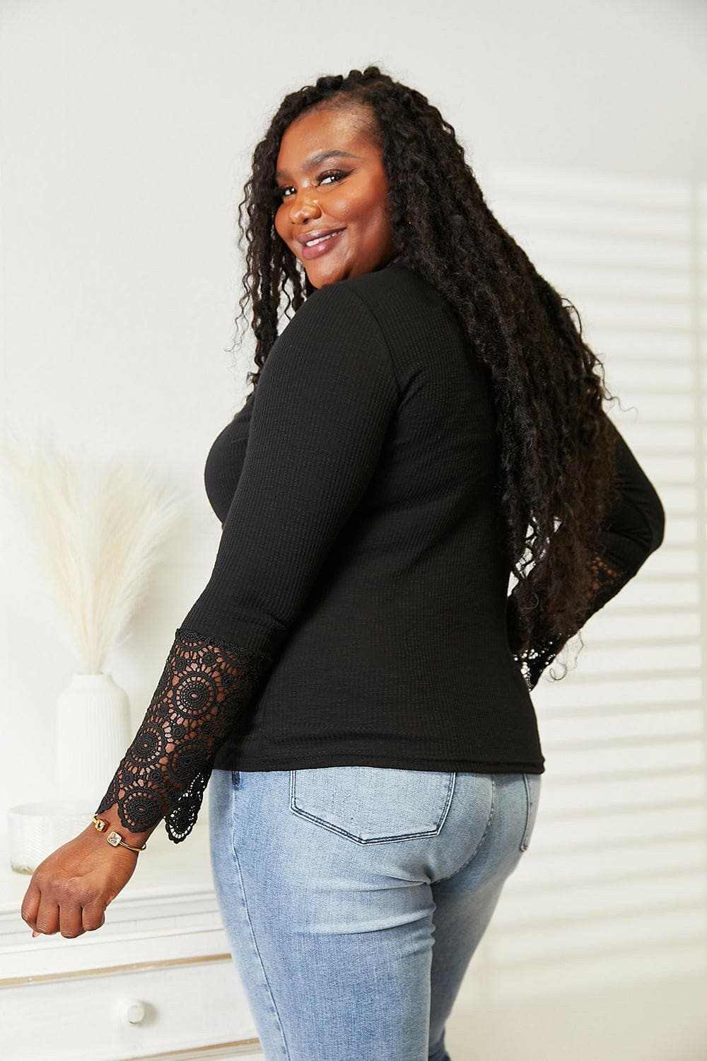 Accessories Trendsi TIKTOK - Elegant crochet lace sleeve blouse