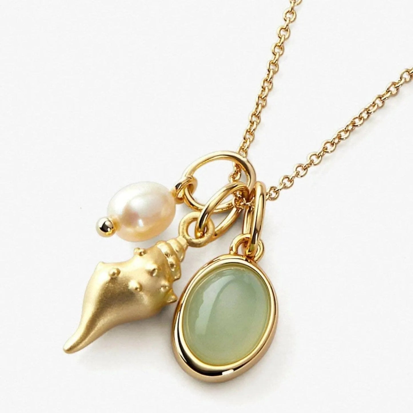 Trendsi Collar con Colgante de Caracola de Cristal - Joyería de Playa Costera