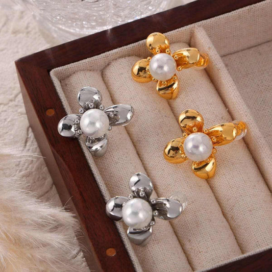Camisetas Trendsi recién llegadas - Pendientes elegantes de titanio con motivos florales