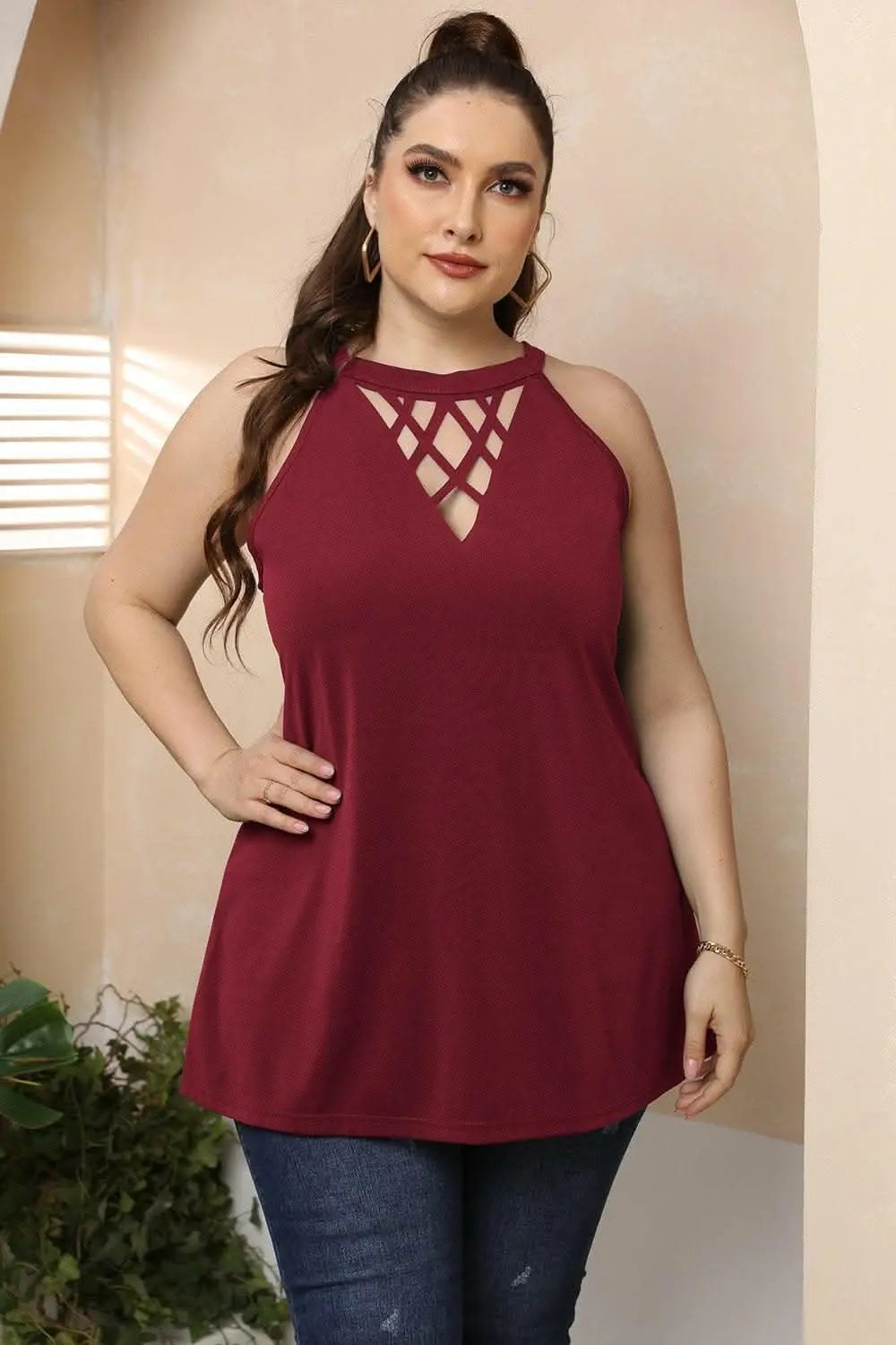 Dresses Trendsi plus - Elegant halter dress with cutouts