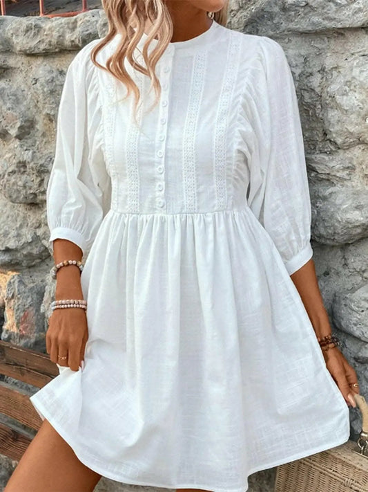 Vestidos Trendsi recién llegados: elegante vestido abotonado de encaje