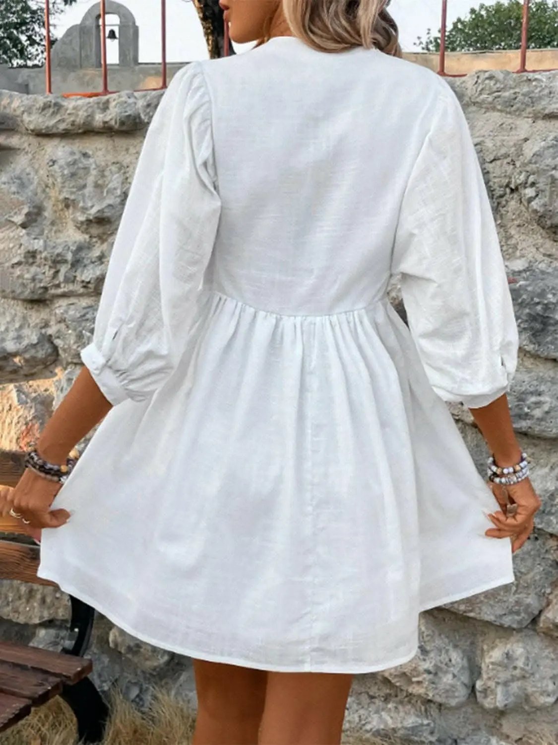 Vestidos Trendsi recién llegados: elegante vestido abotonado de encaje