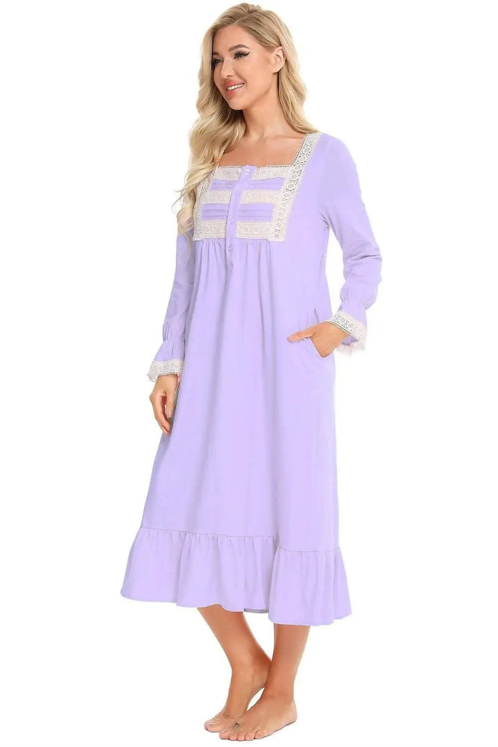 Trendsi Lace Nightgown Long Sleeve — Elegant Sleepwear