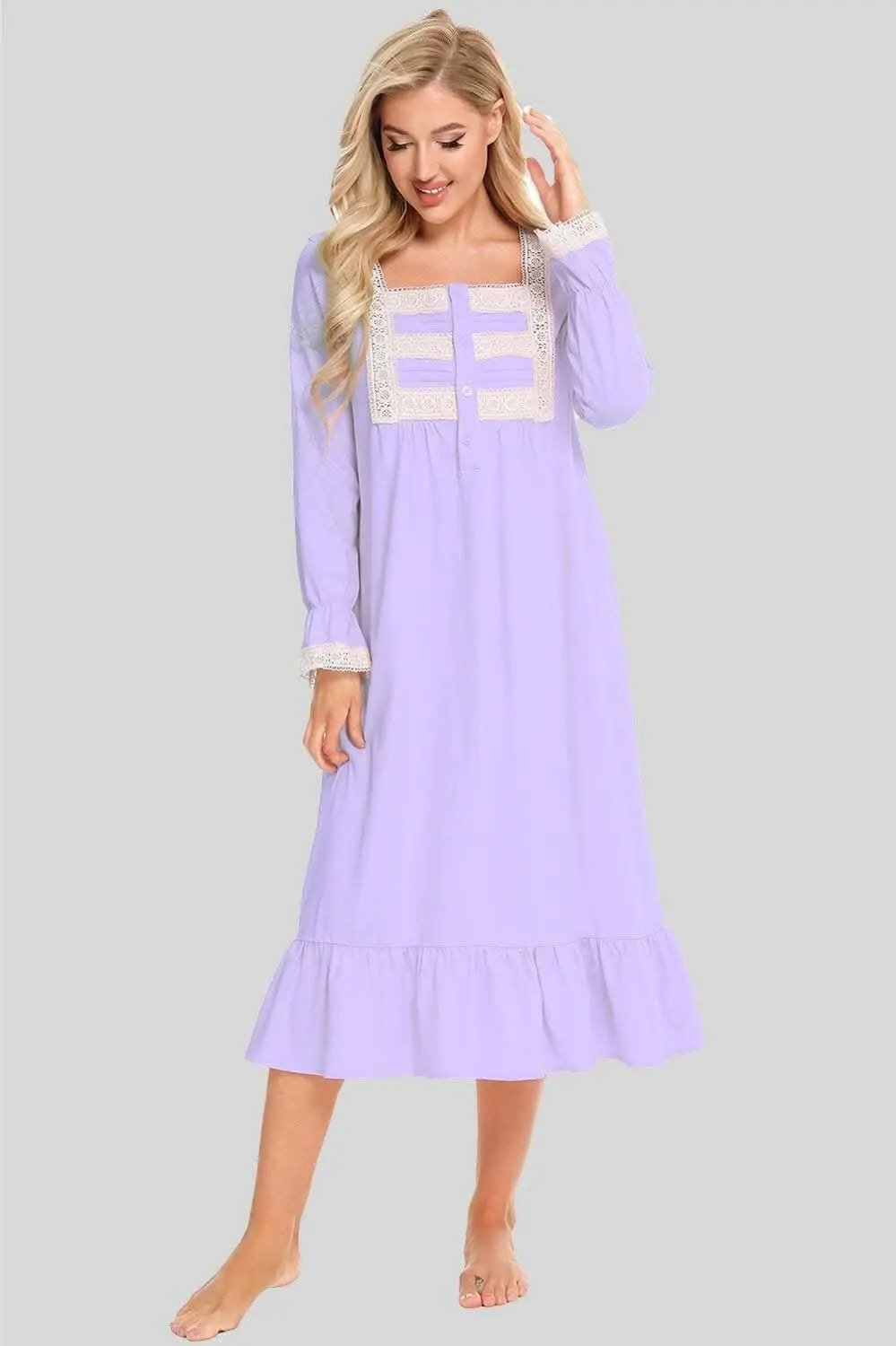 Trendsi Lace Nightgown Long Sleeve — Elegant Sleepwear