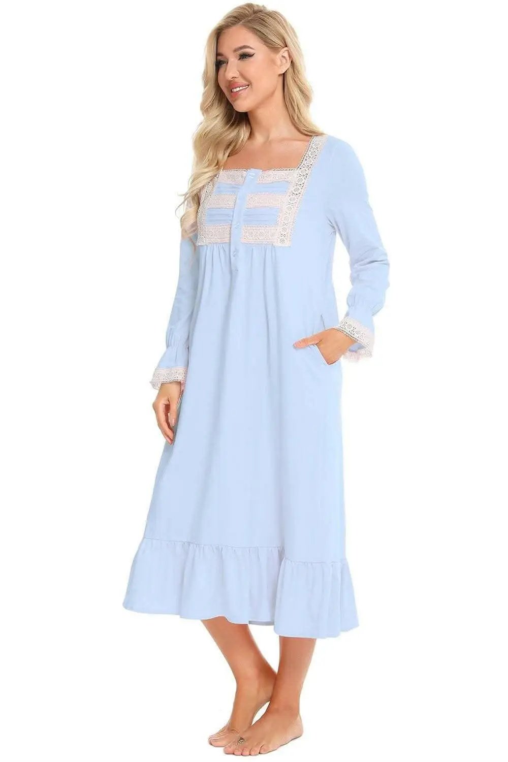 Trendsi Lace Nightgown Long Sleeve — Elegant Sleepwear