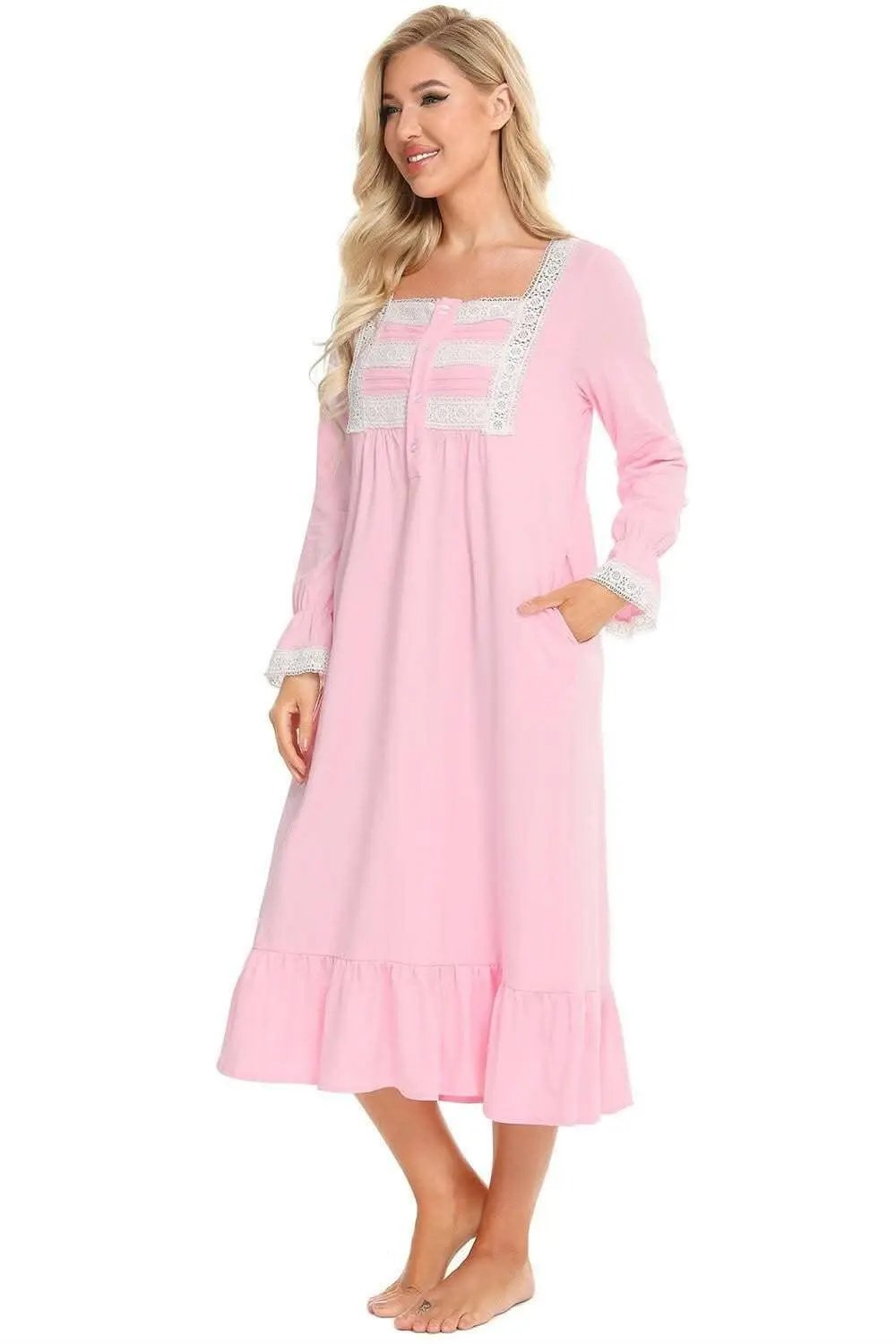 Trendsi Lace Nightgown Long Sleeve — Elegant Sleepwear