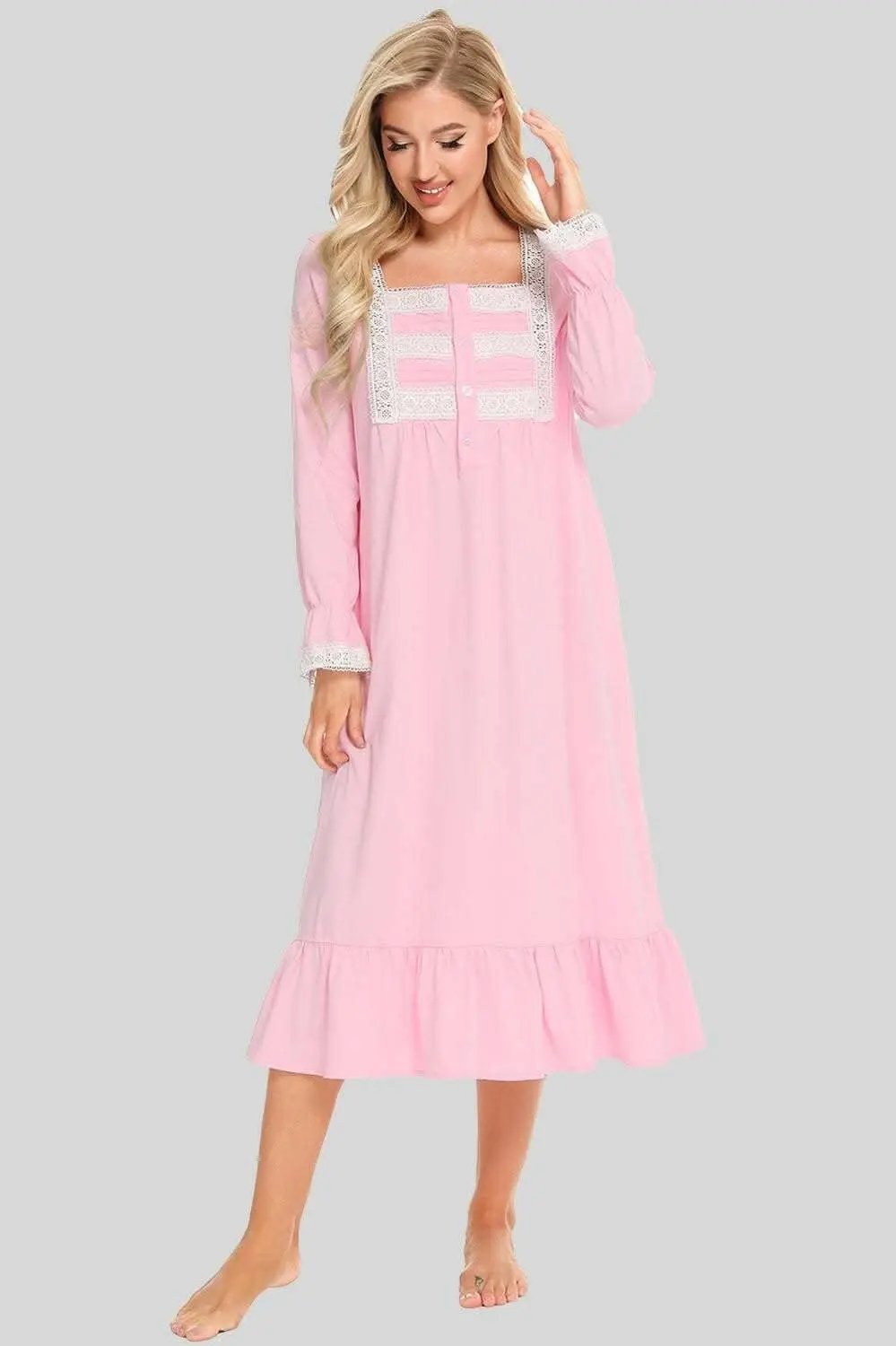 Trendsi Lace Nightgown Long Sleeve — Elegant Sleepwear