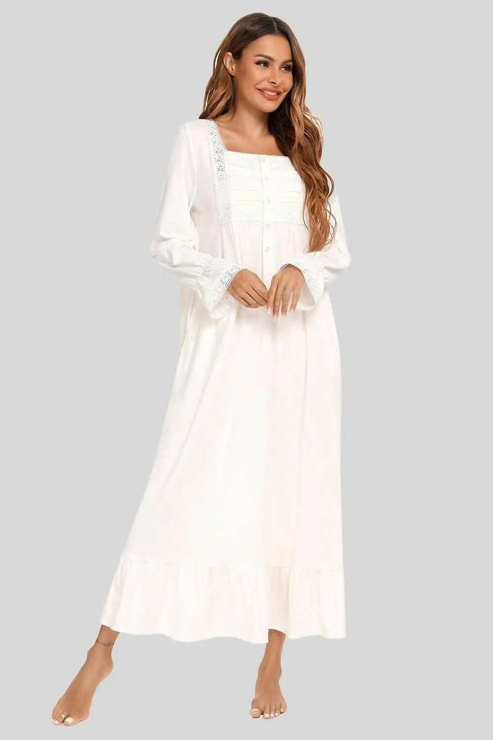 Trendsi Lace Nightgown Long Sleeve — Elegant Sleepwear