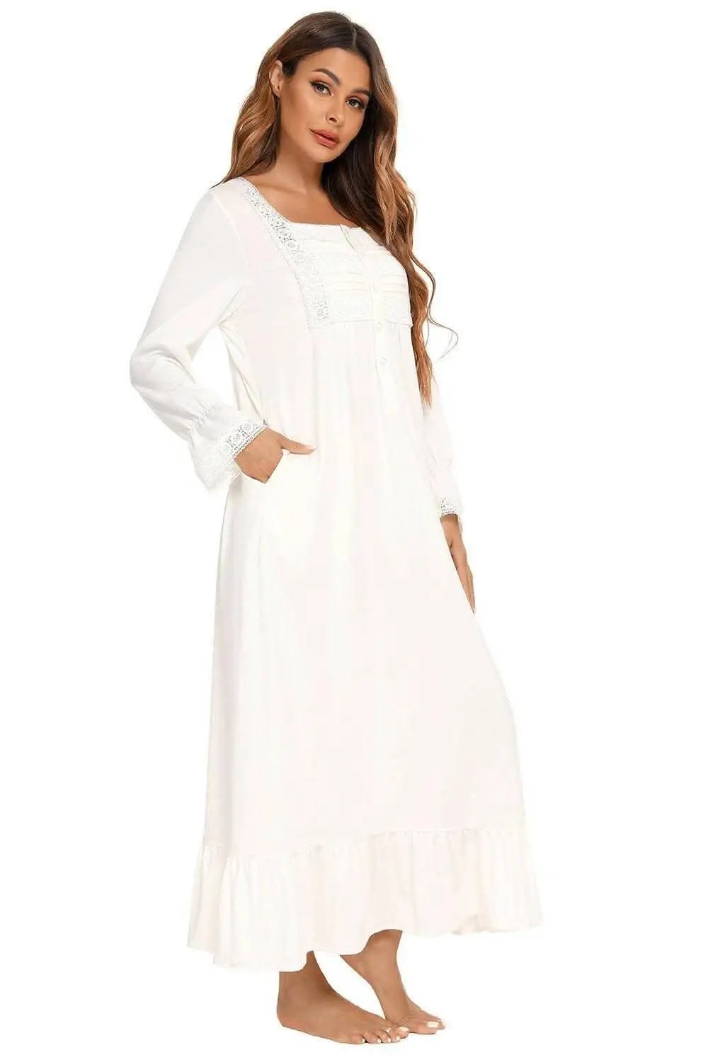 Trendsi Lace Nightgown Long Sleeve — Elegant Sleepwear