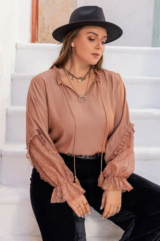 Accessories Trendsi Flounce Sleeve Blouse Women's Plus Size Top Versatile & Stylish Design