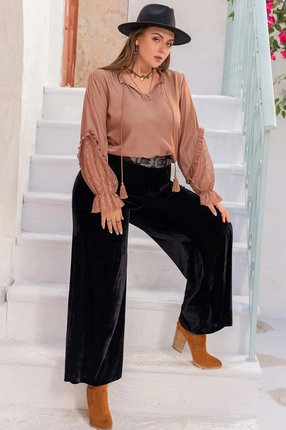 Accessories Trendsi Flounce Sleeve Blouse Women's Plus Size Top Versatile & Stylish Design