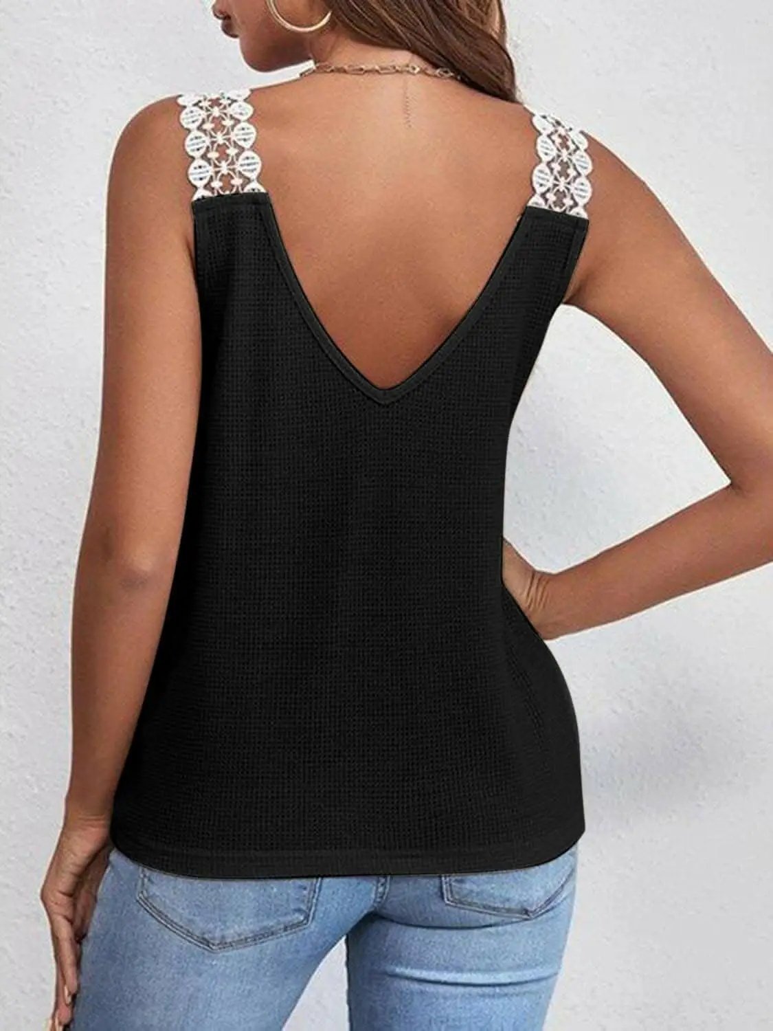 T-Shirts Trendsi just arrived - Elegant sheer lace v-neck tank