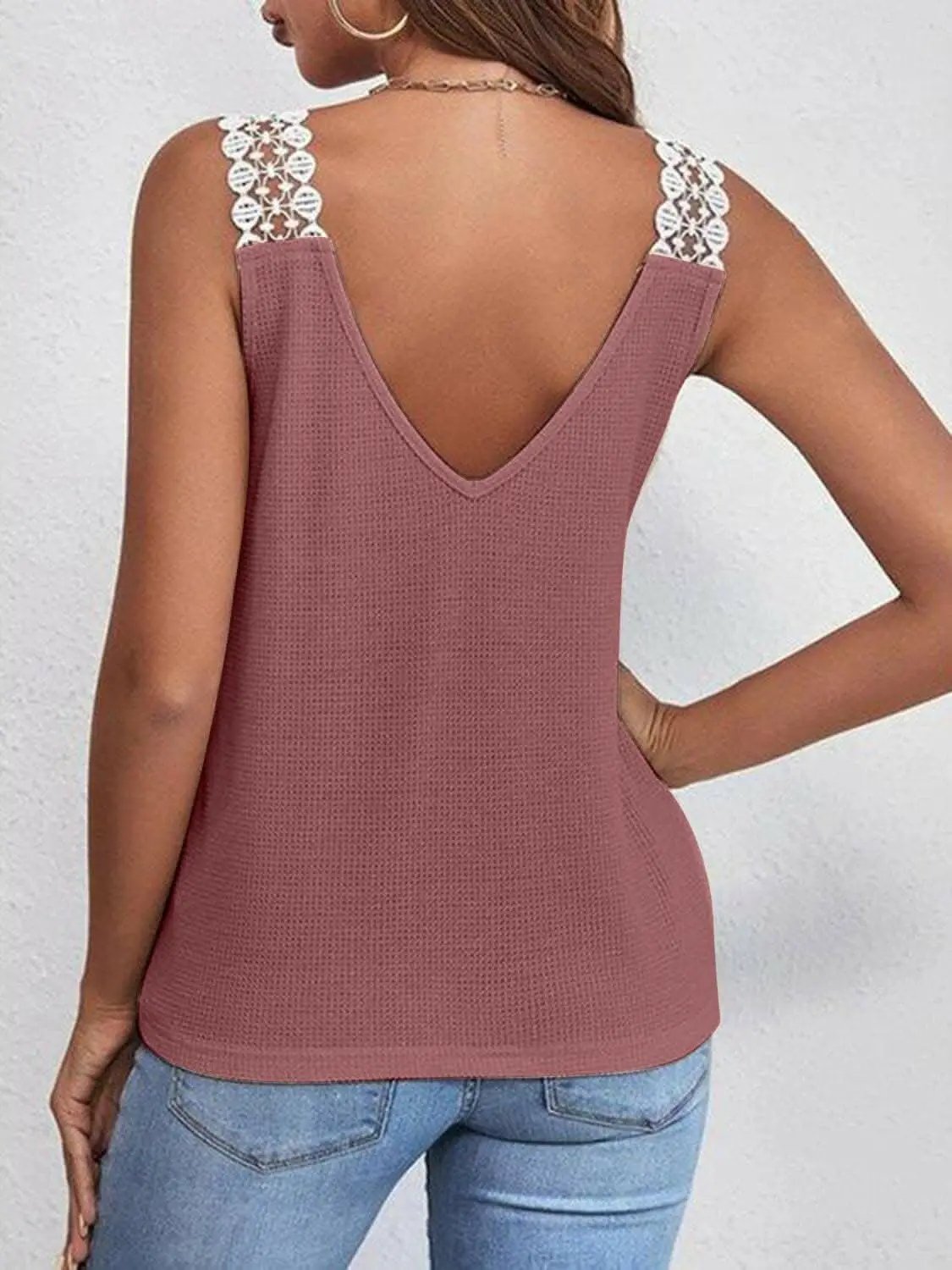 T-Shirts Trendsi just arrived - Elegant sheer lace v-neck tank