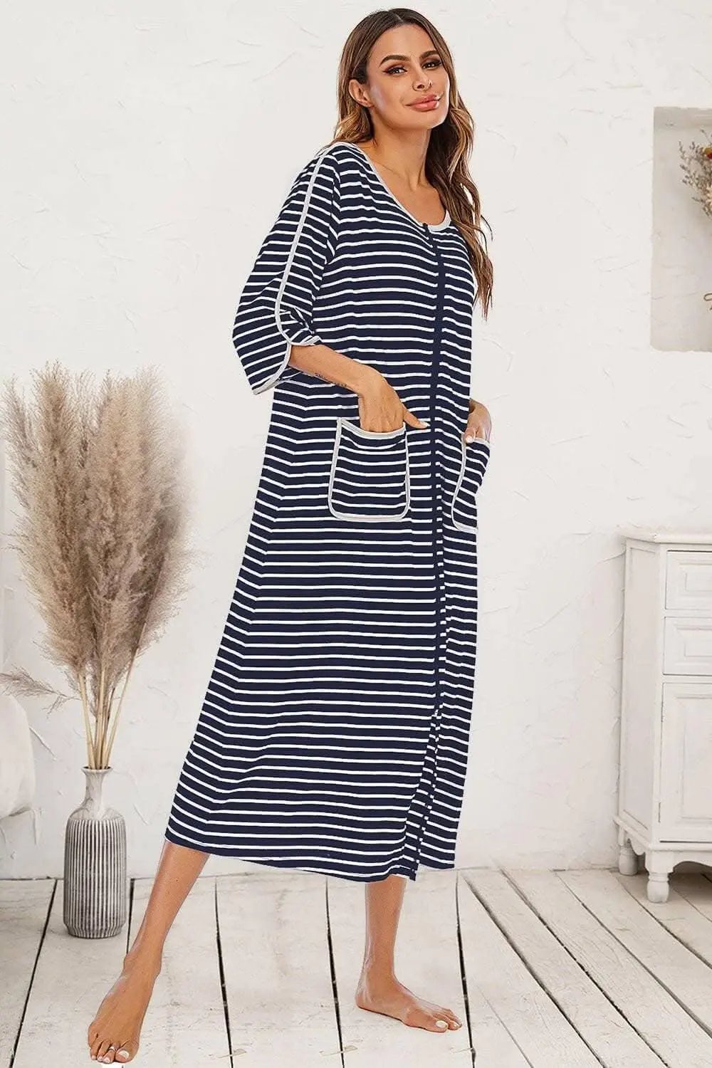 Trendsi Night Dress With Pockets — Elegant Sheer Sleepwear
