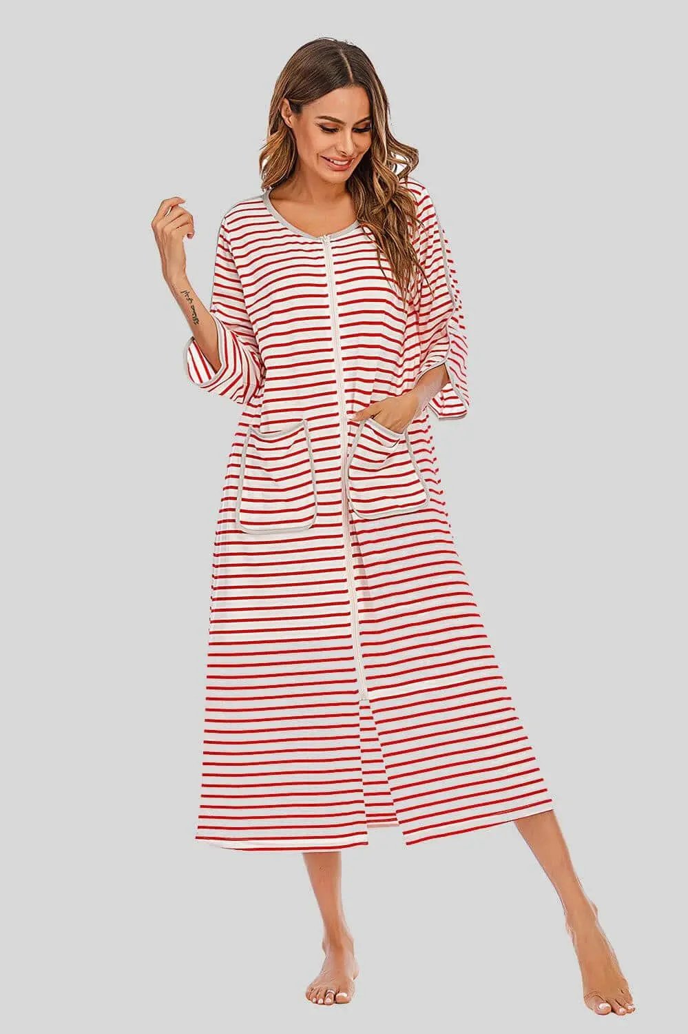Trendsi Night Dress With Pockets — Elegant Sheer Sleepwear