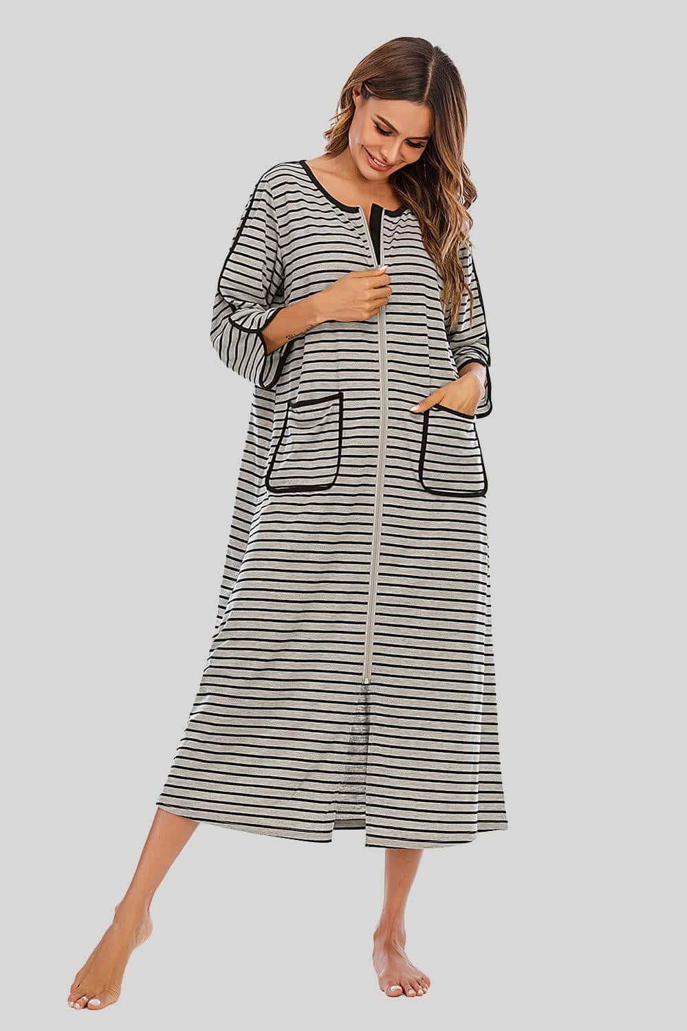 Trendsi Night Dress With Pockets — Elegant Sheer Sleepwear