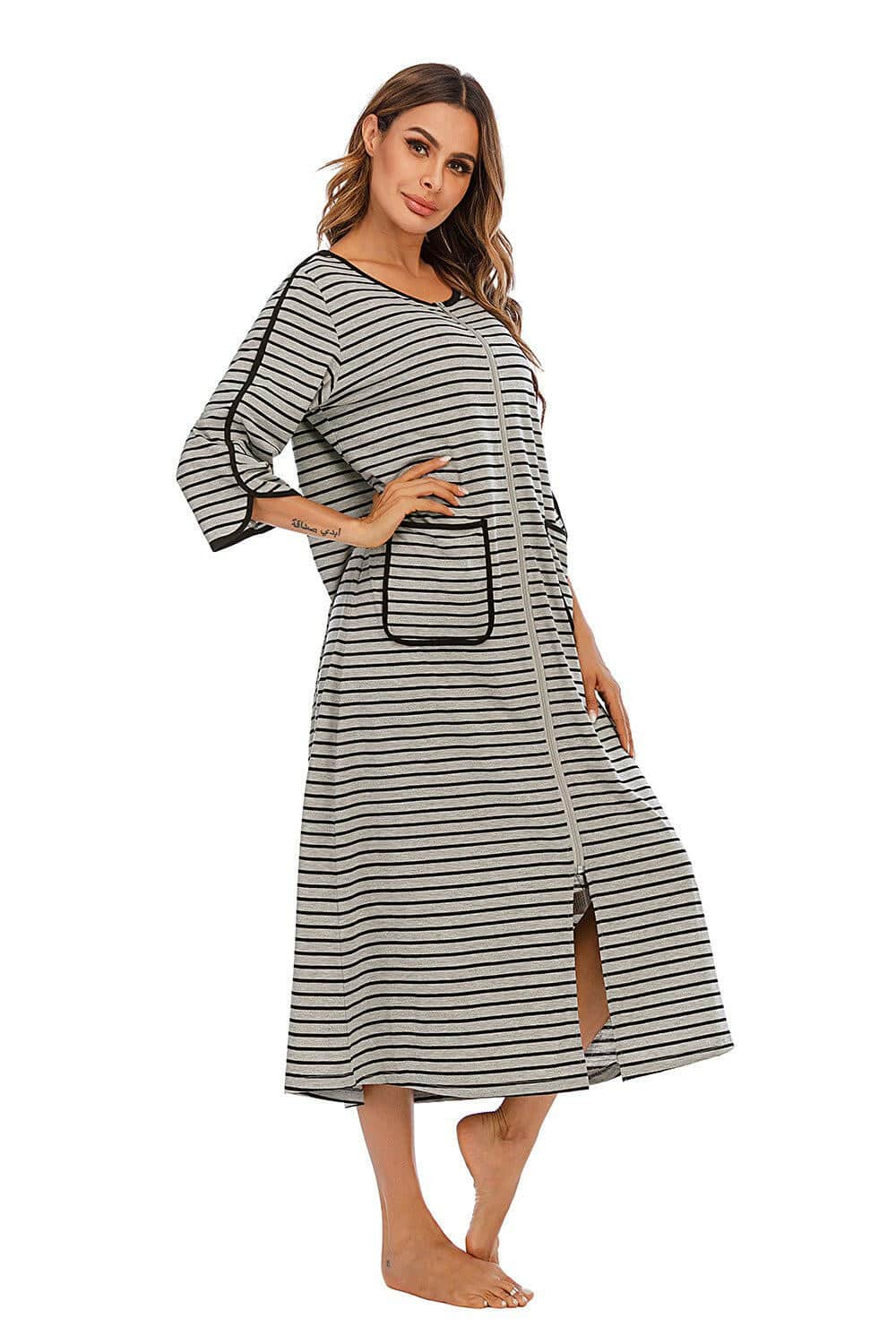 Trendsi Night Dress With Pockets — Elegant Sheer Sleepwear