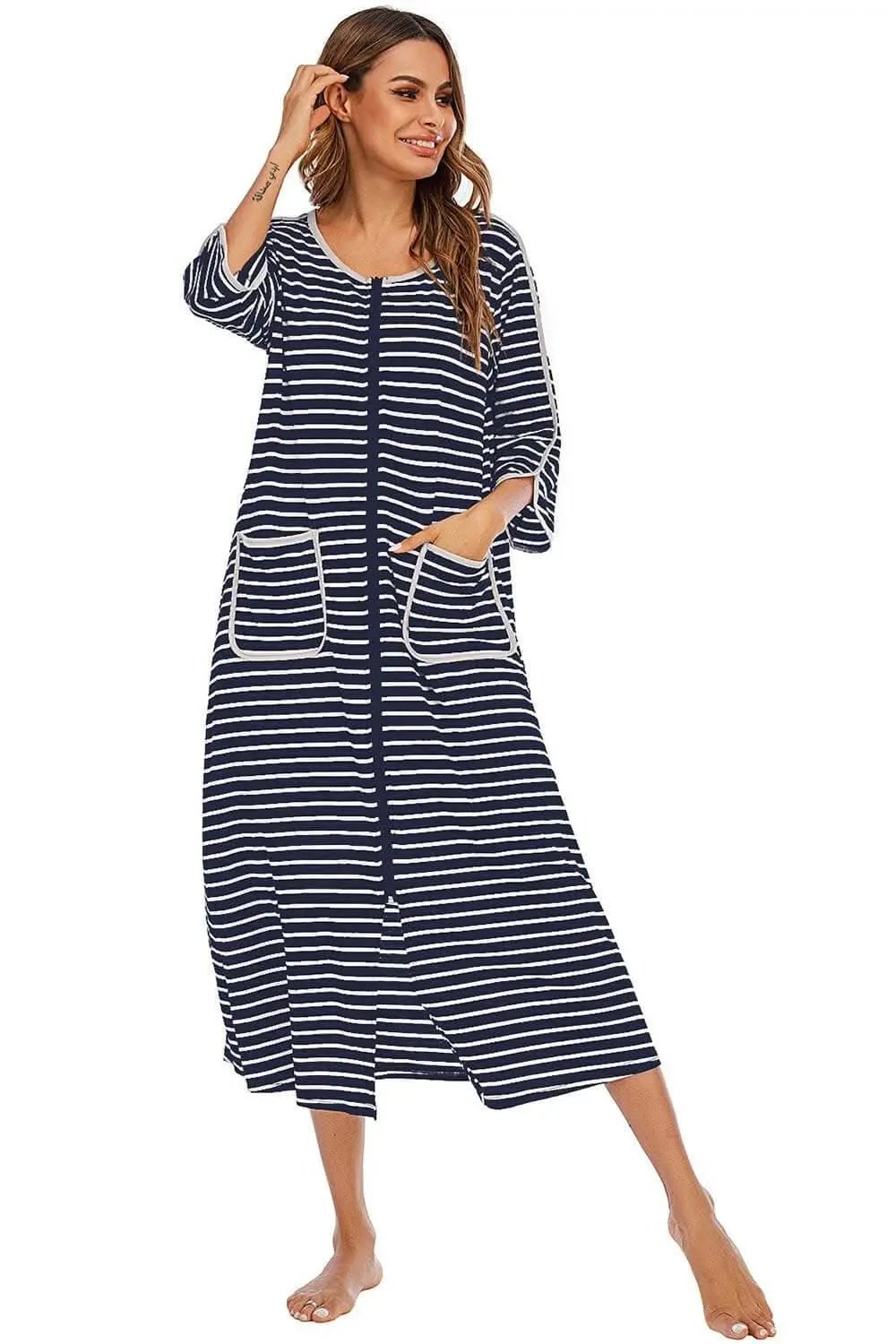 Trendsi Night Dress With Pockets — Elegant Sheer Sleepwear