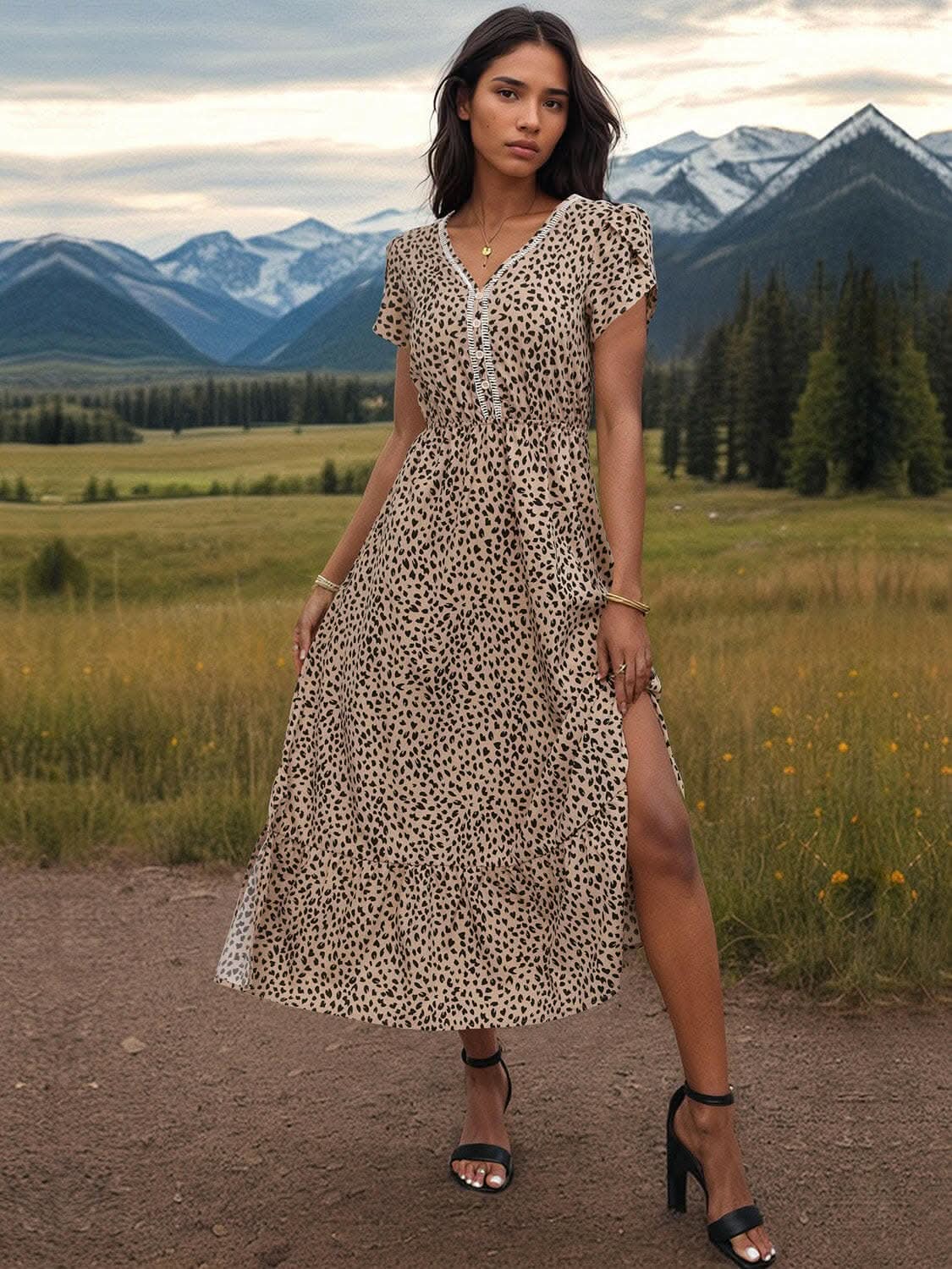 Dresses Trendsi Elegant sheer v-neck dress
