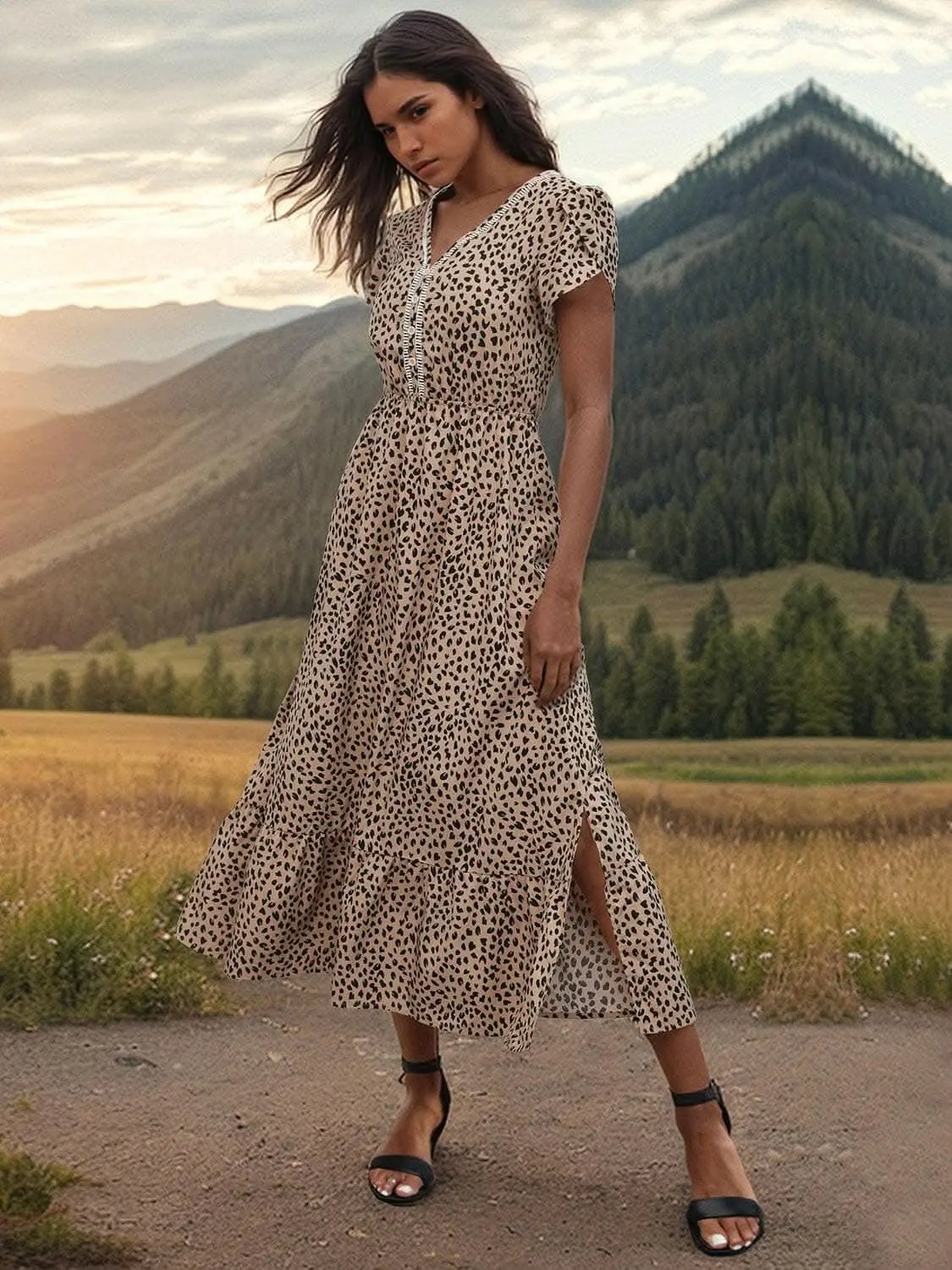 Dresses Trendsi Elegant sheer v-neck dress