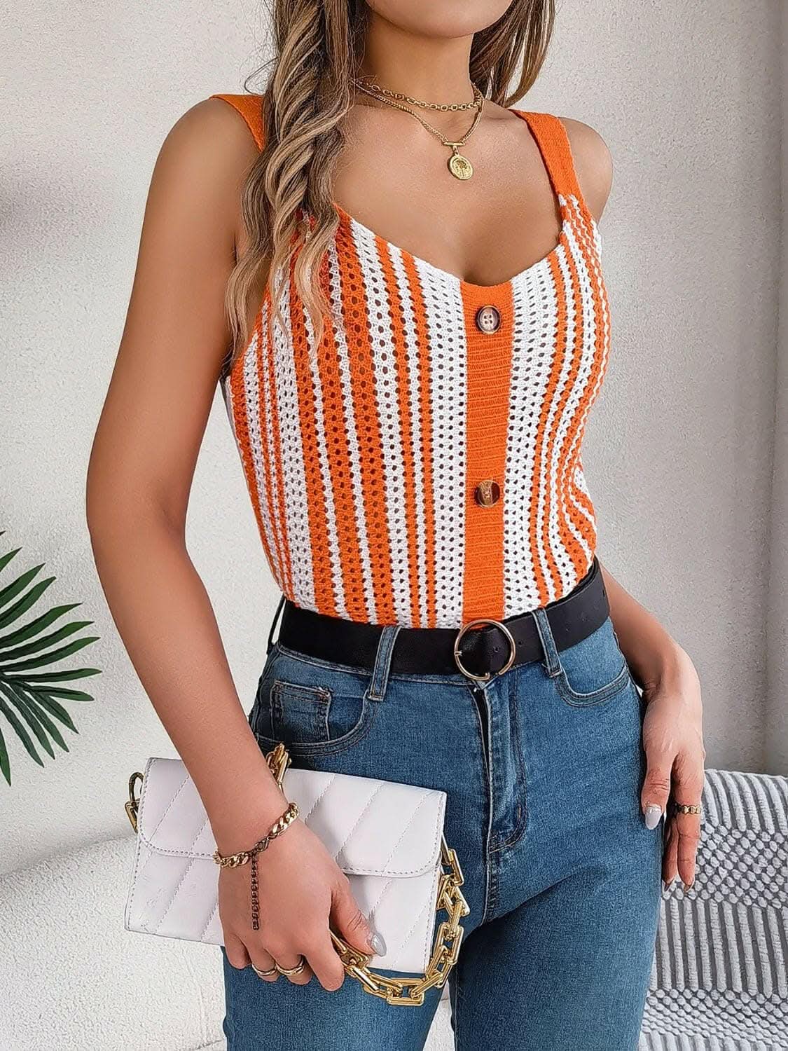 Accessories Trendsi just arrived - Elegant sheer v-neck tank top