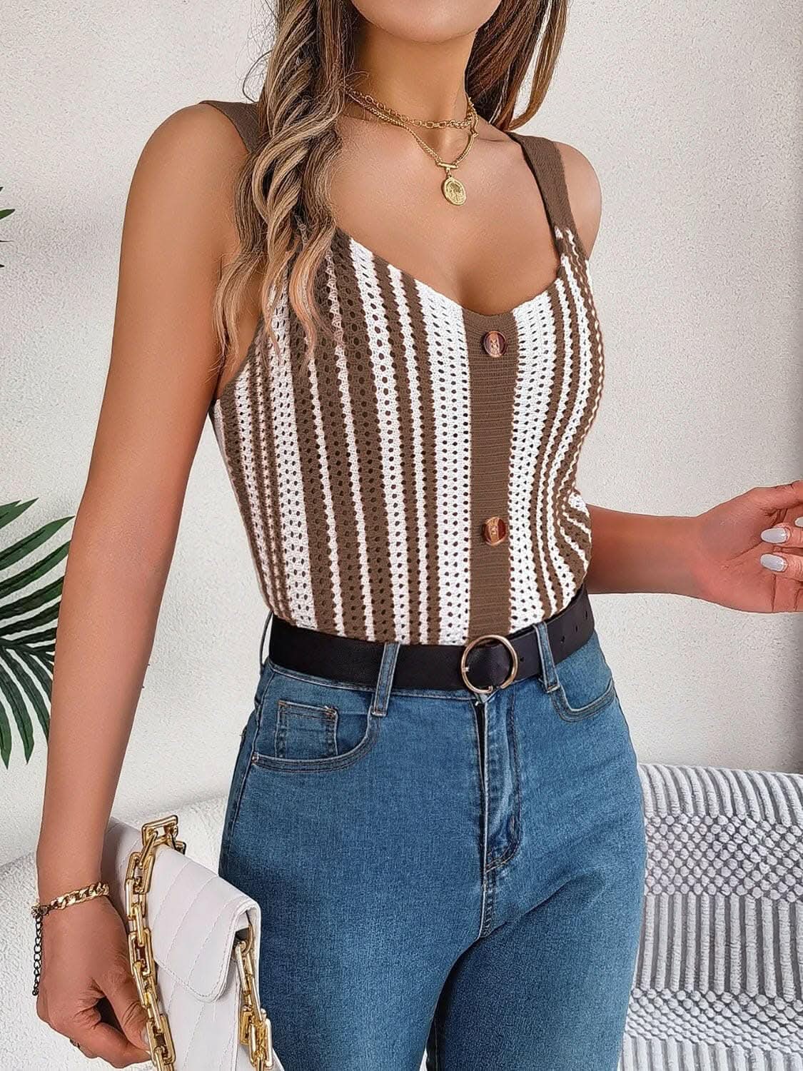 Accessories Trendsi just arrived - Elegant sheer v-neck tank top