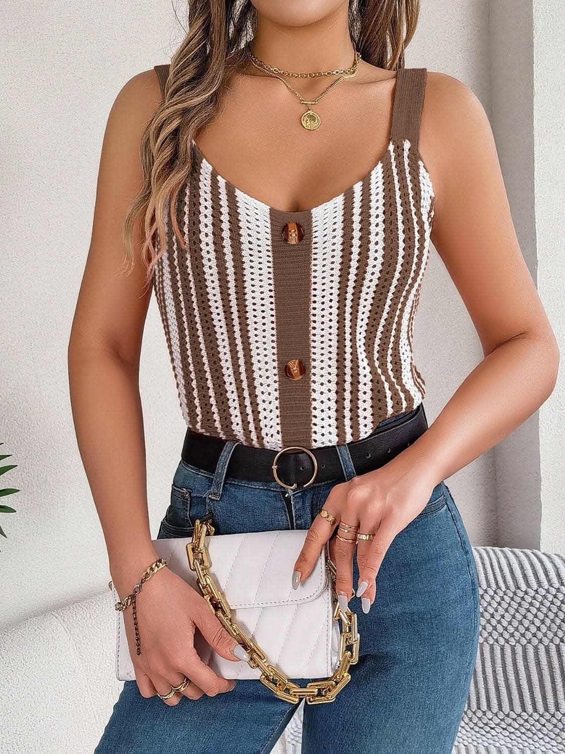 Accessories Trendsi just arrived - Elegant sheer v-neck tank top