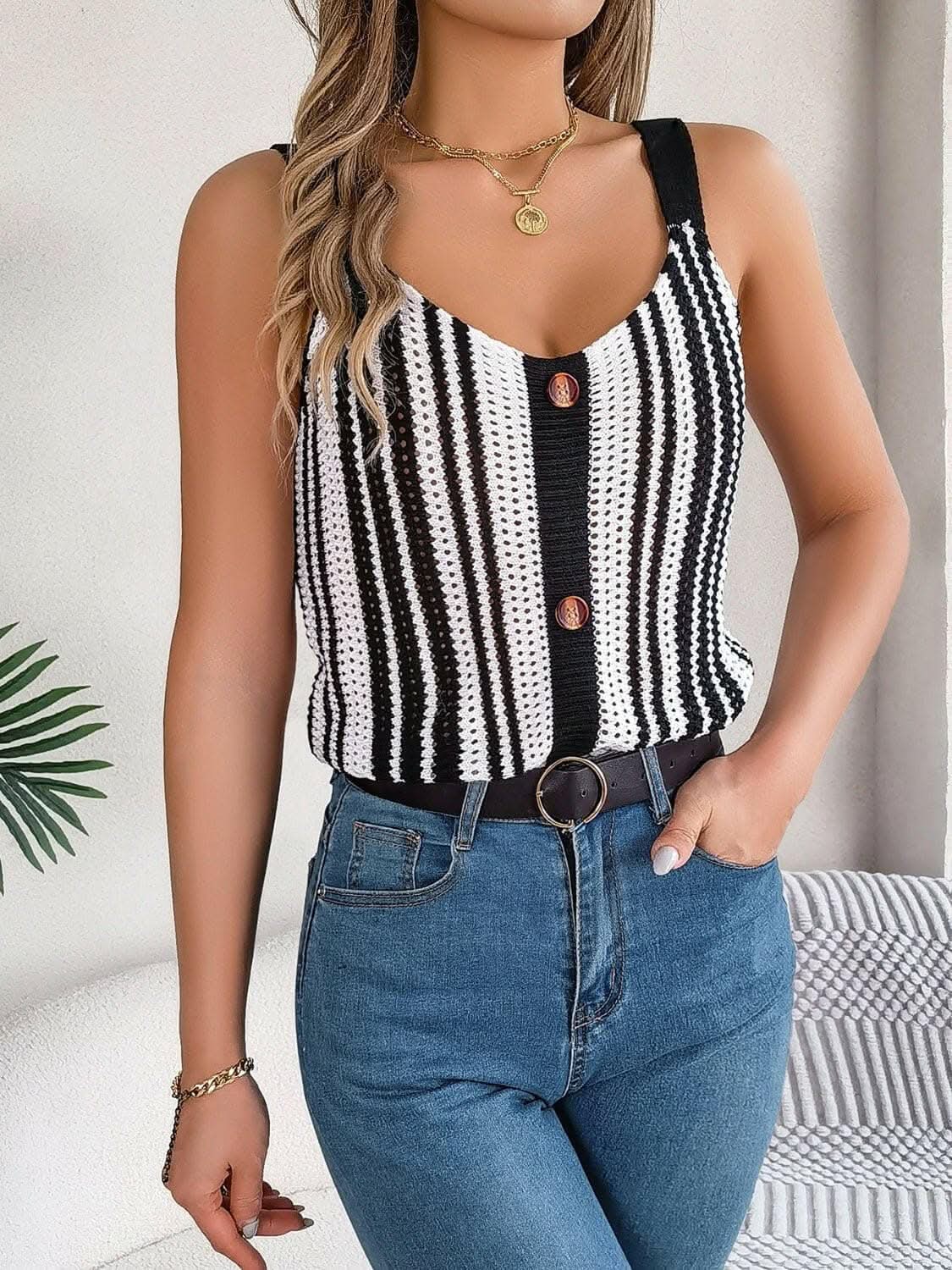 Accessories Trendsi just arrived - Elegant sheer v-neck tank top