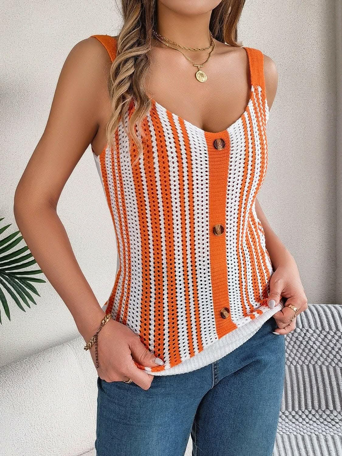 Accessories Trendsi just arrived - Elegant sheer v-neck tank top