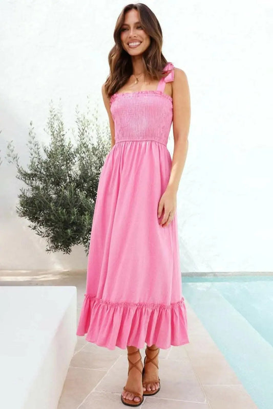 Dresses Trendsi swimwear - Elegante vestido fruncido con volantes