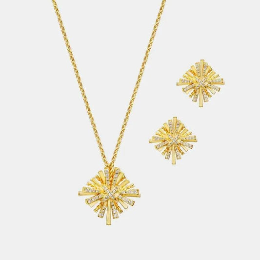 Camisetas Tendencias Collares - Elegante conjunto de joyas doradas con explosión de estrellas