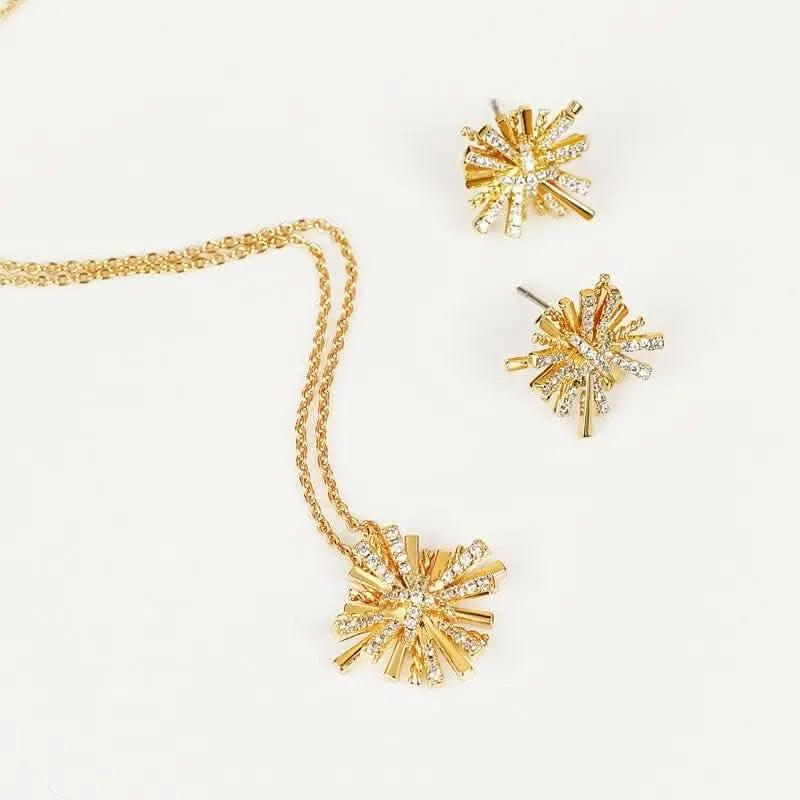 T-Shirts Trendsi Necklaces - Elegant starburst gold jewelry set