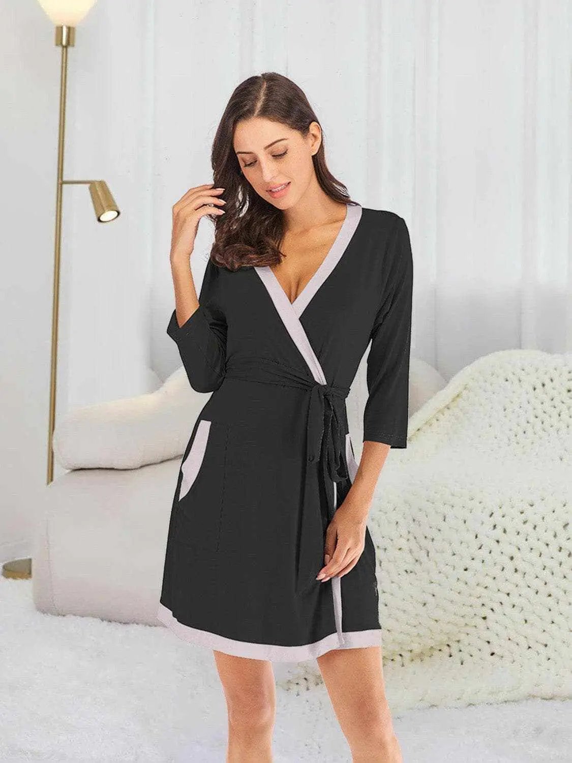 Accessories Trendsi Elegant tie waist robe with pockets