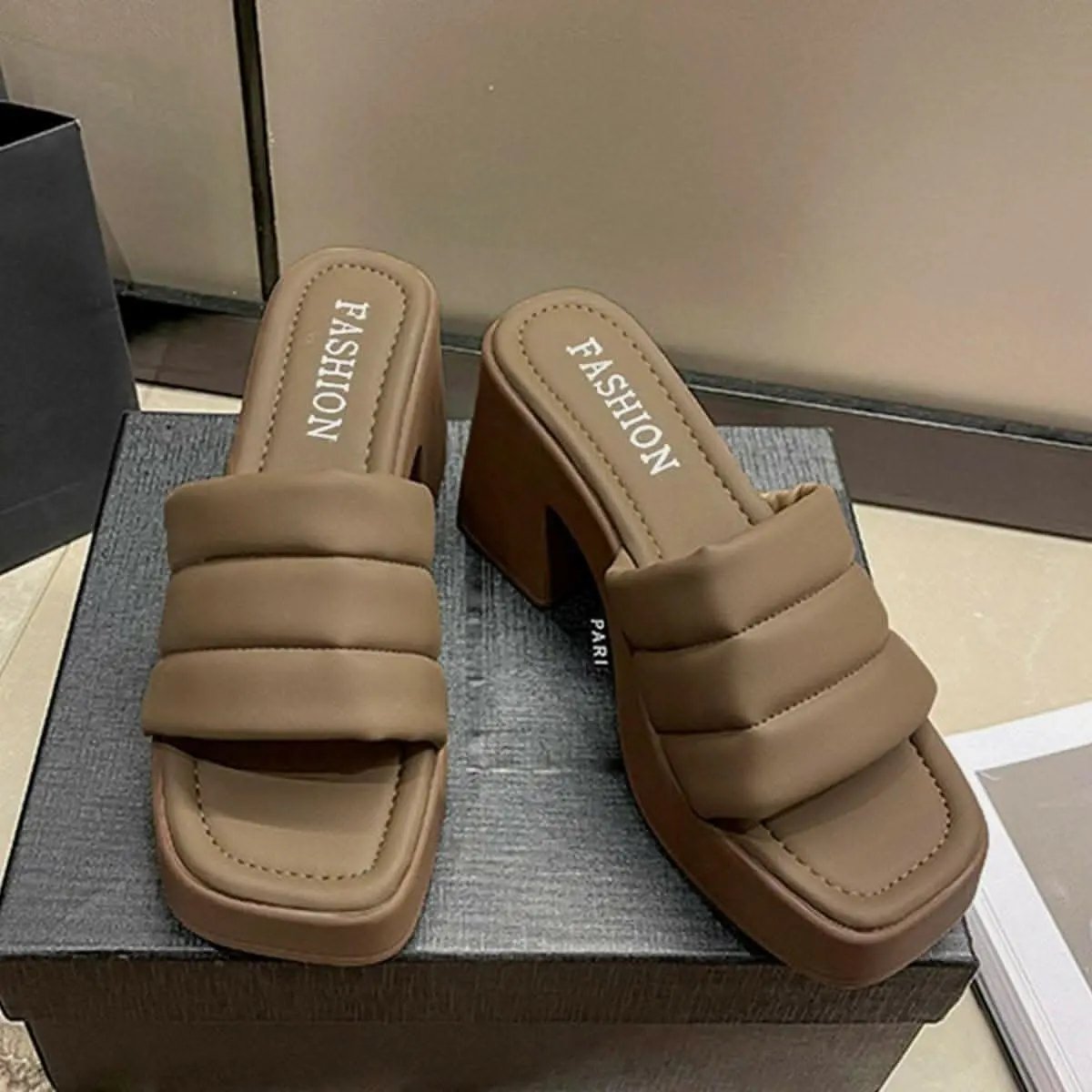 Trendsi Block Heel Sandals Ivory — All-Day Comfort