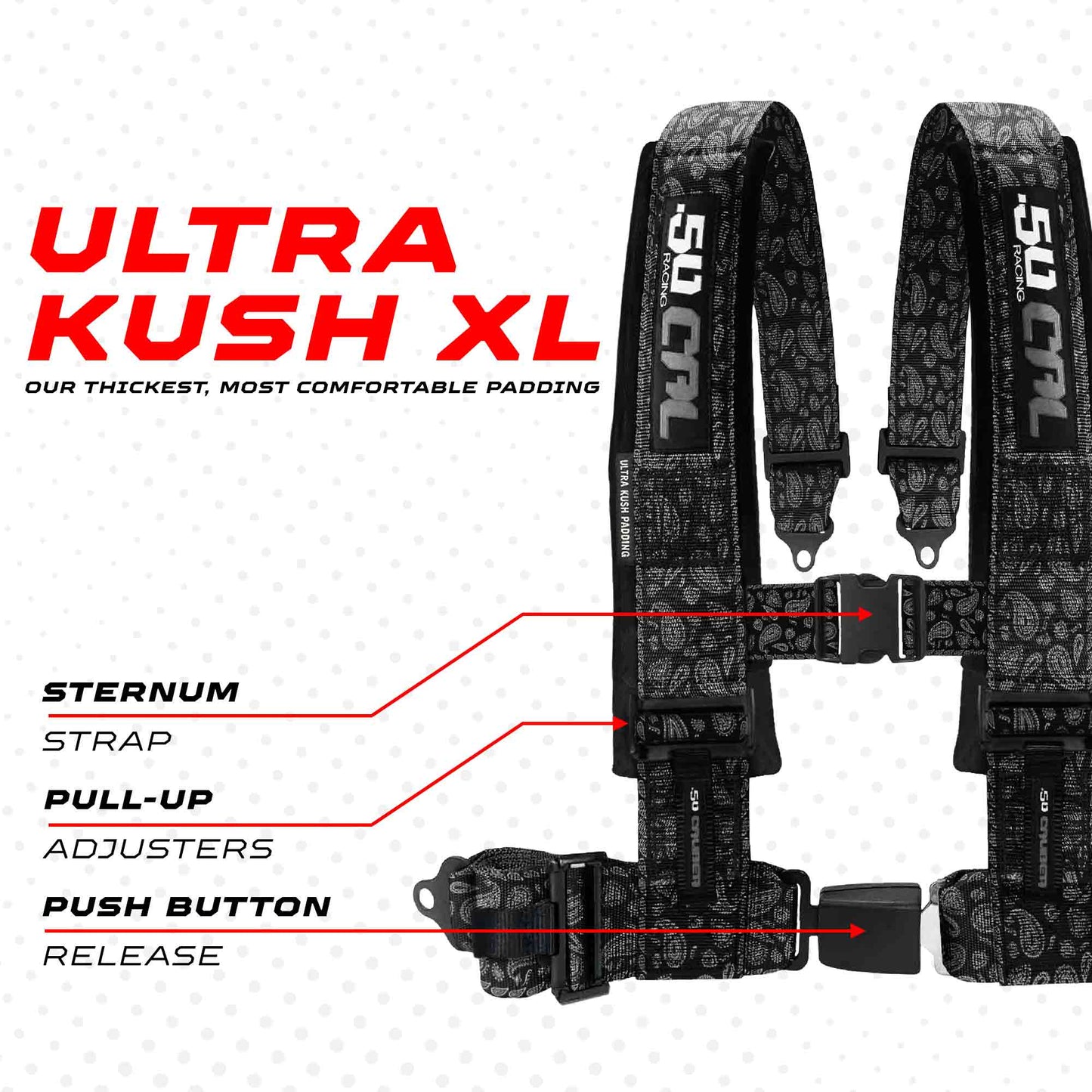 Elite Series 2" & 3" 4 point Harness with push button release