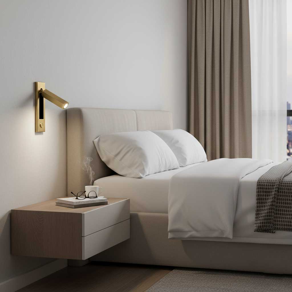 Recessed Folding Bedside Wall Sconce with Warm LED | Flush Reading Light for Bedrooms
