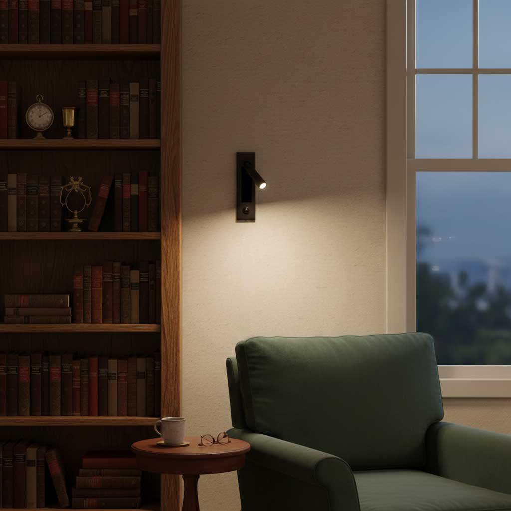 Recessed Folding Bedside Wall Sconce with Warm LED | Flush Reading Light for Bedrooms