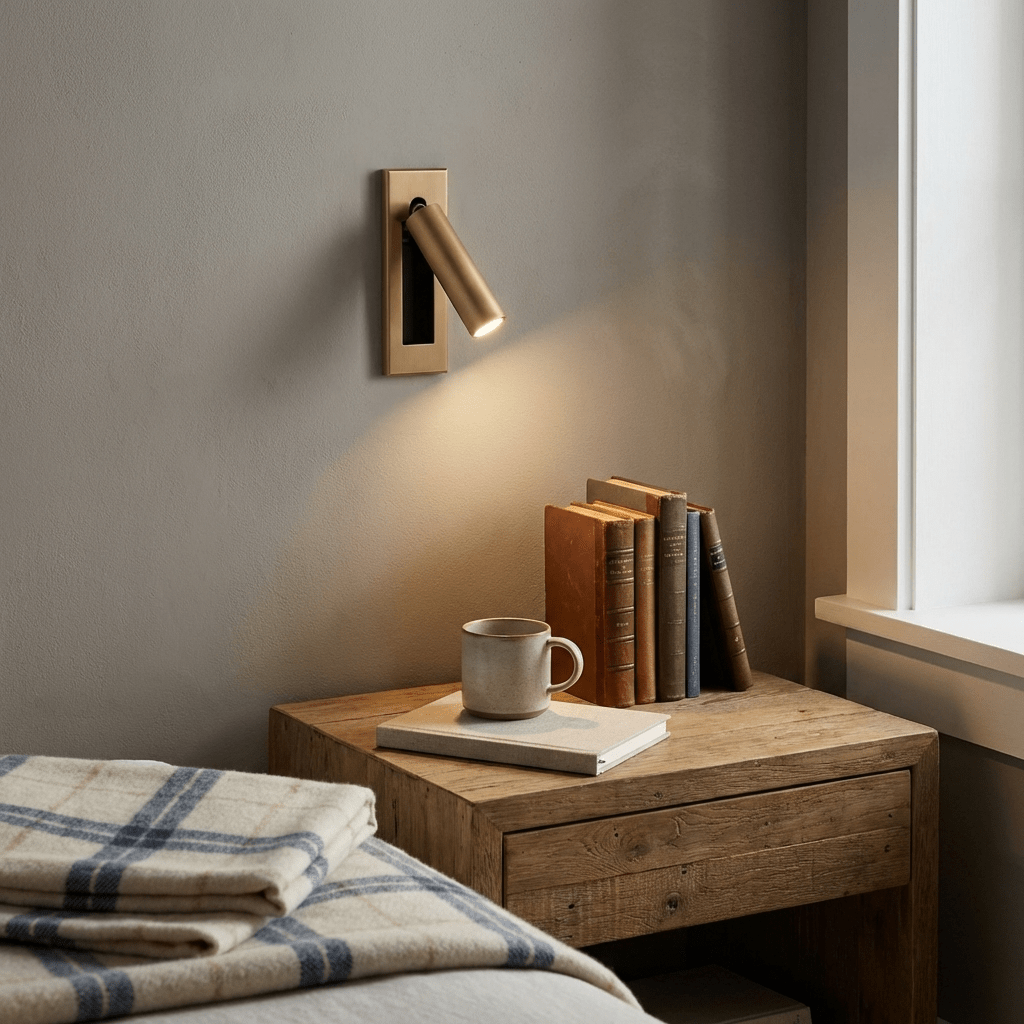 Recessed Folding Bedside Wall Sconce with Warm LED | Flush Reading Light for Bedrooms